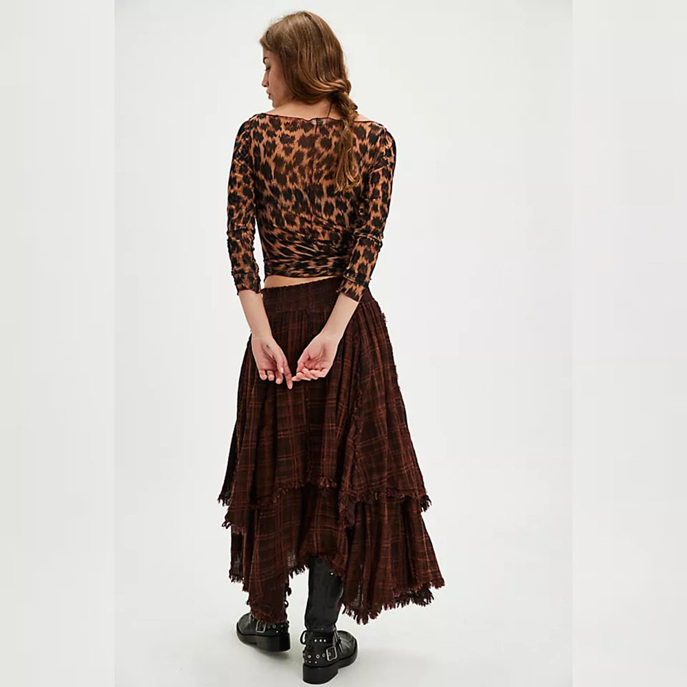 FP One - Free People Averie Maxi Skirt - Brown Combo - XS - Picture 3 of 10